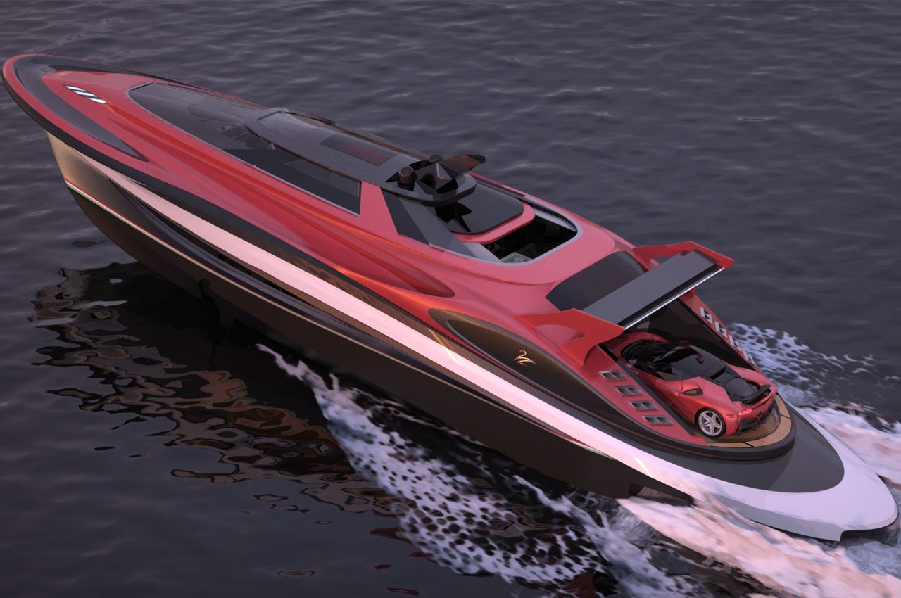 折叠后甲板可容纳您法拉利的游艇---酷图编号2