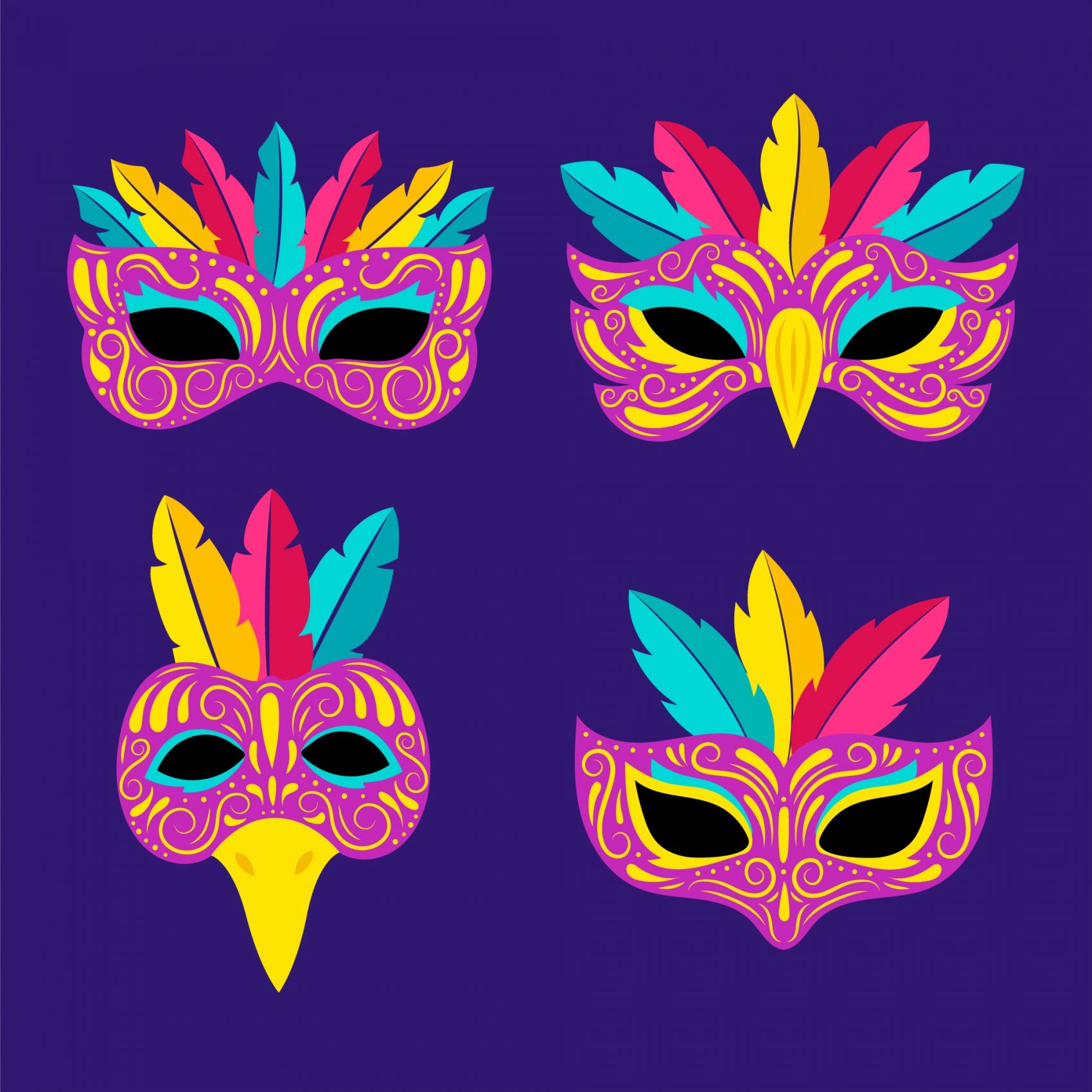 卡通舞会面具素材下载图片