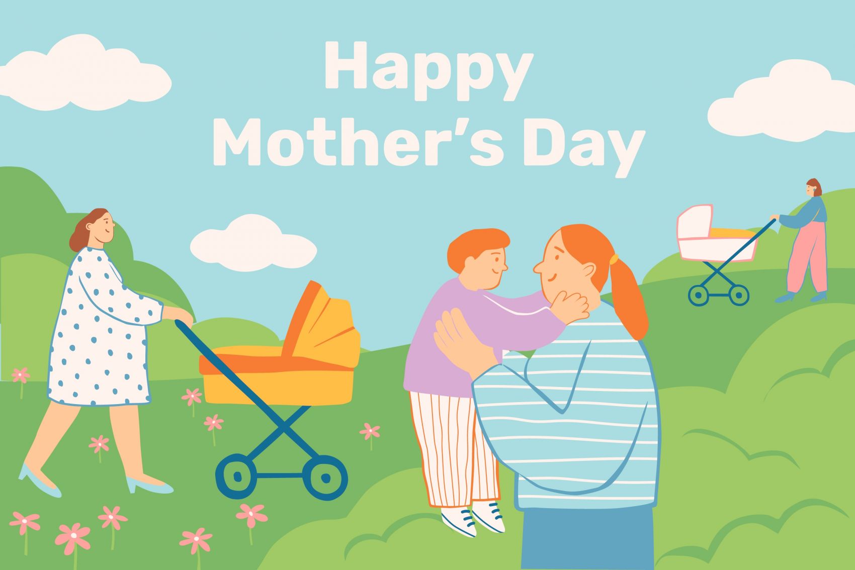 绿色风的母亲节亲子素材下载图片