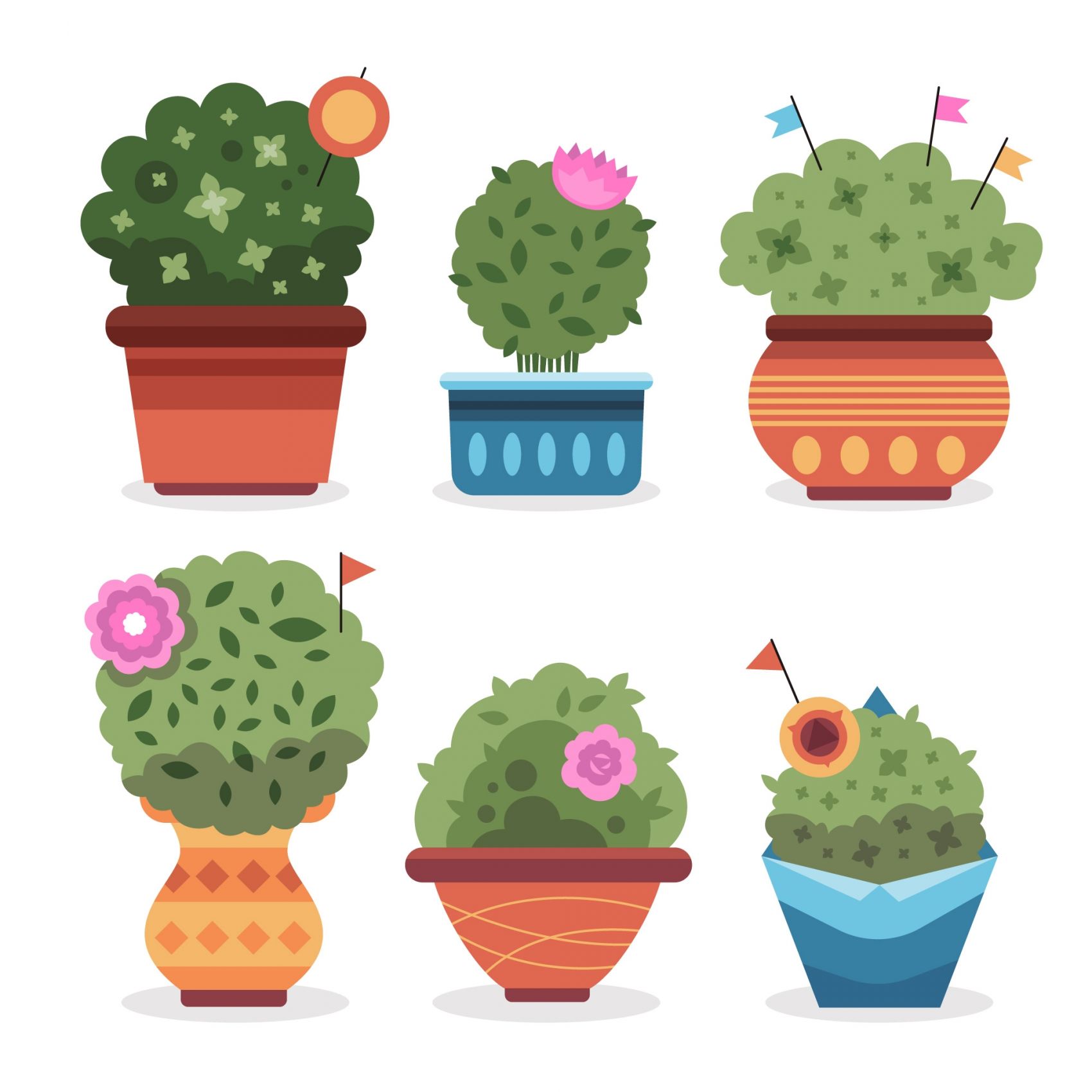 卡通绿色仙人掌盆栽素材下载图片