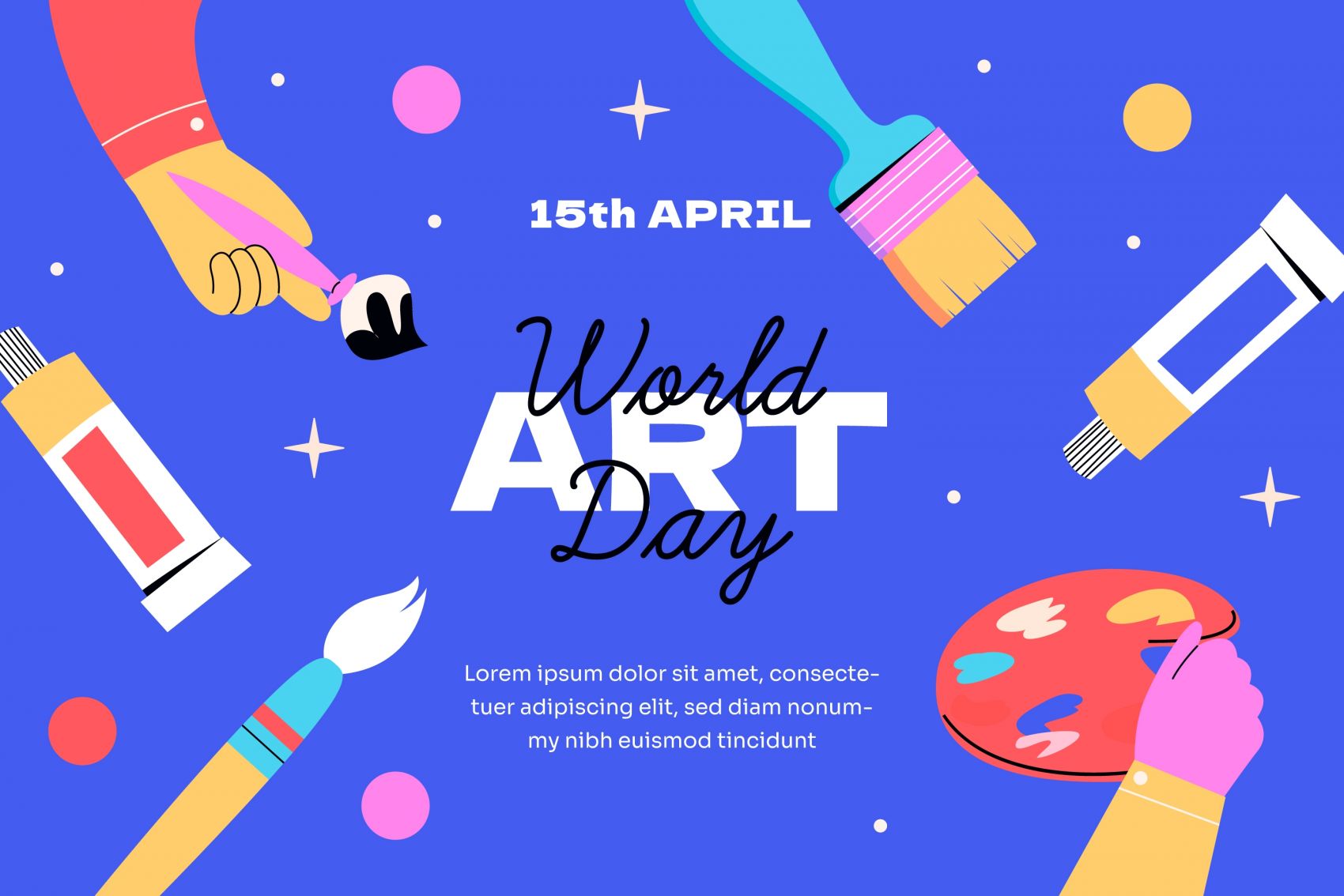 蓝色美术艺术画画工具素材下载封面大图