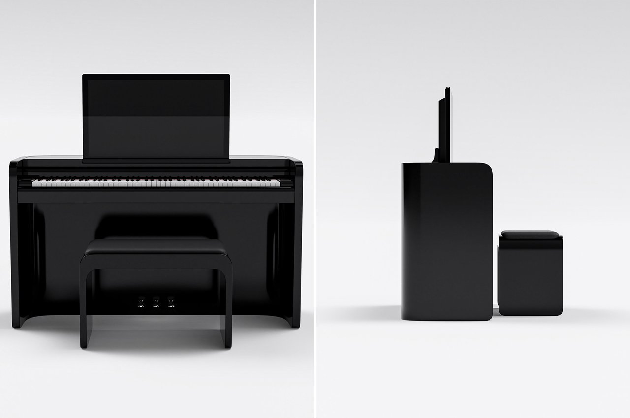 具有内置高清显示屏便于弹奏和学习的立式钢琴---酷图编号6