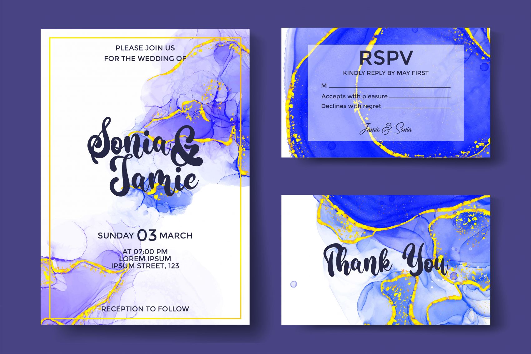 紫色金箔纹理邀请函请柬名片素材下载图片