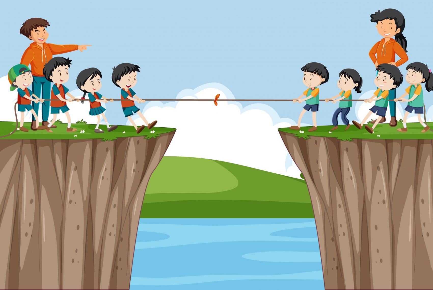 卡通学生拔河比赛素材下载图片