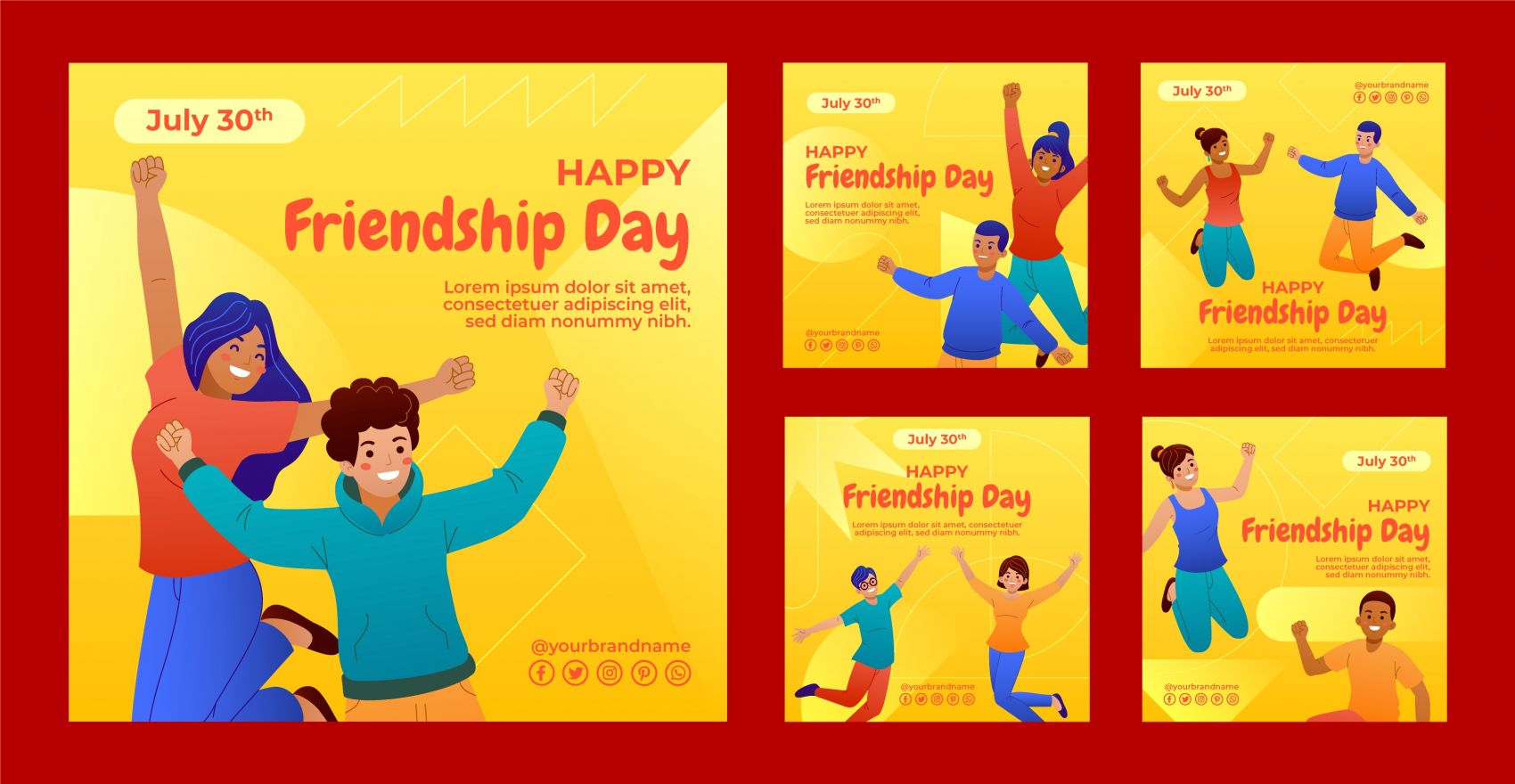 金黄色彩的儿童卡通跳跃素材下载图片