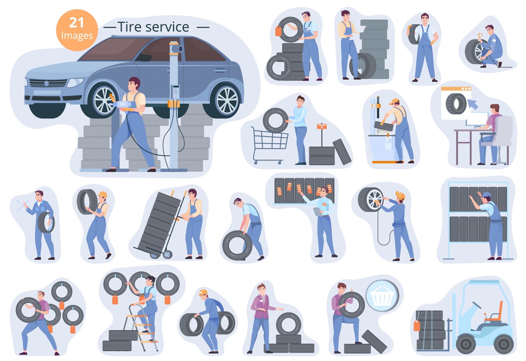 卡通补胎修车素材下载图片