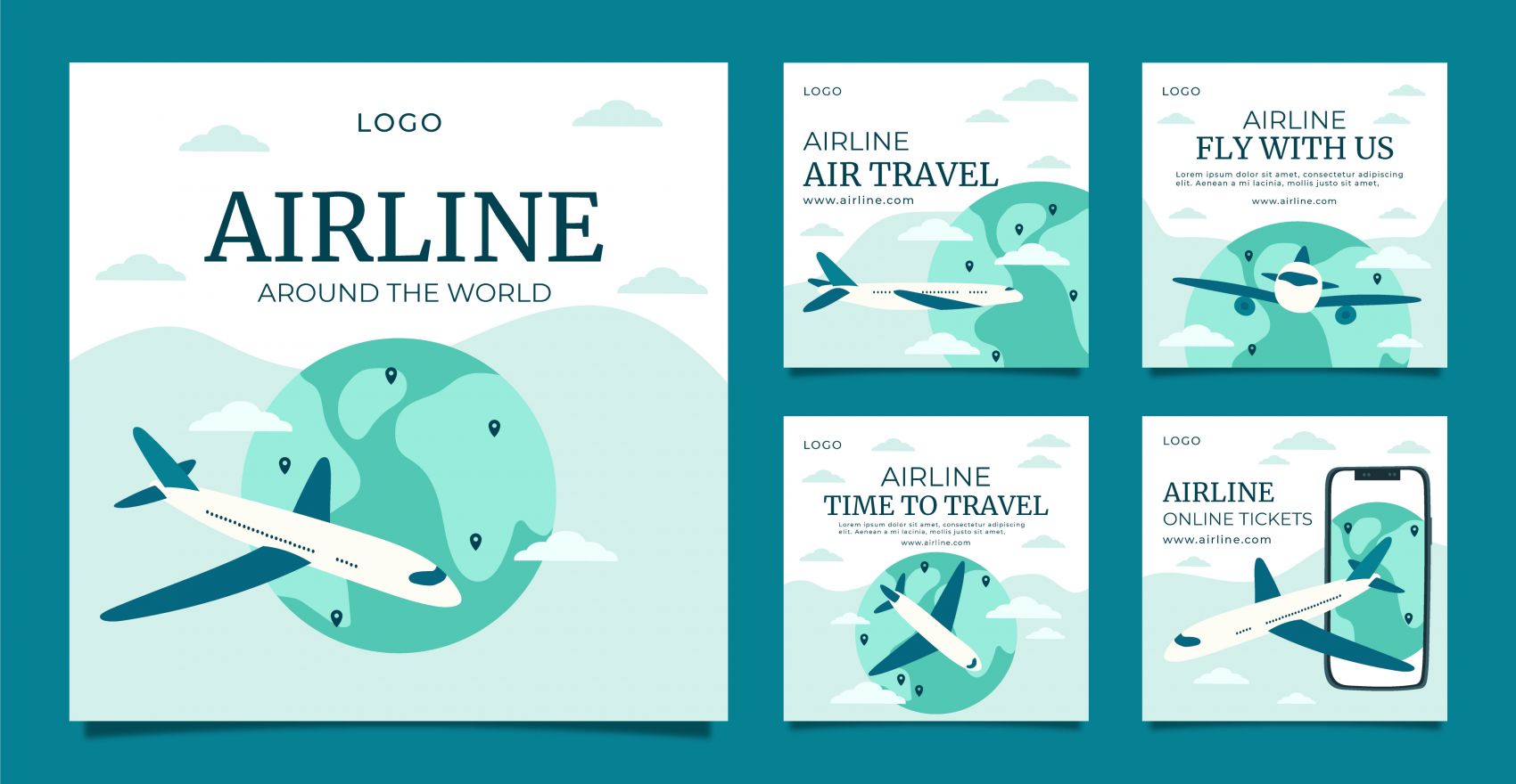 蓝色航空飞机机票素材下载图片