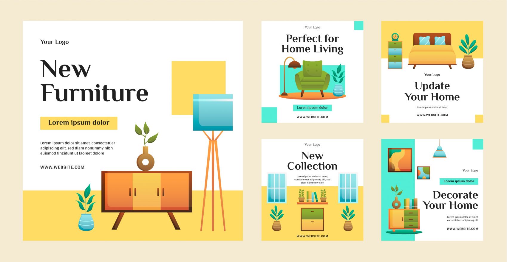 卡通黄颜色家具家居生活素材下载图片