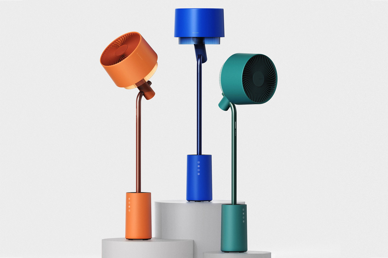 有鲜艳颜色选择兼作循环风扇的落地灯---酷图编号8