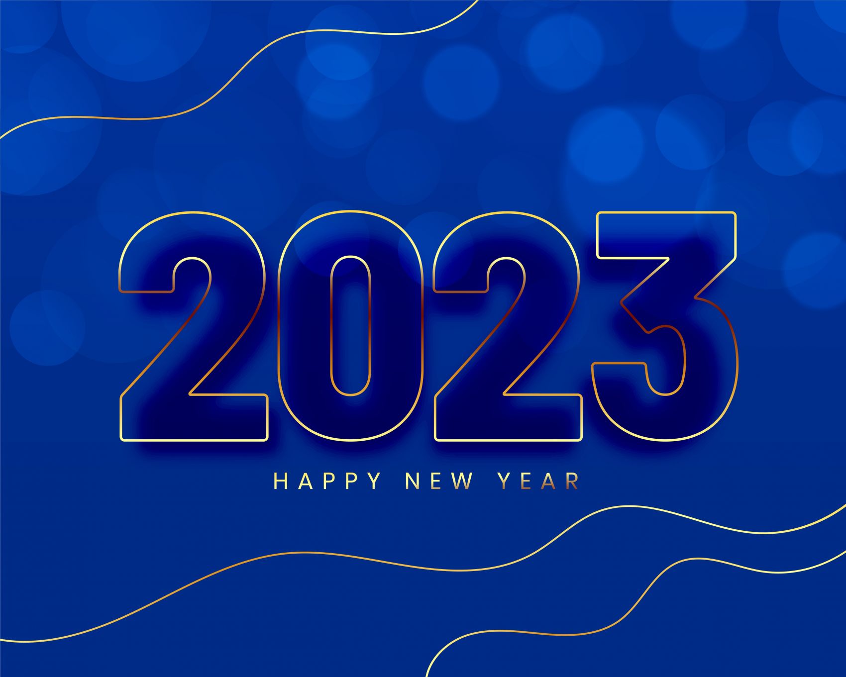 蓝色背影金色2023新春立体字体素材下载图片