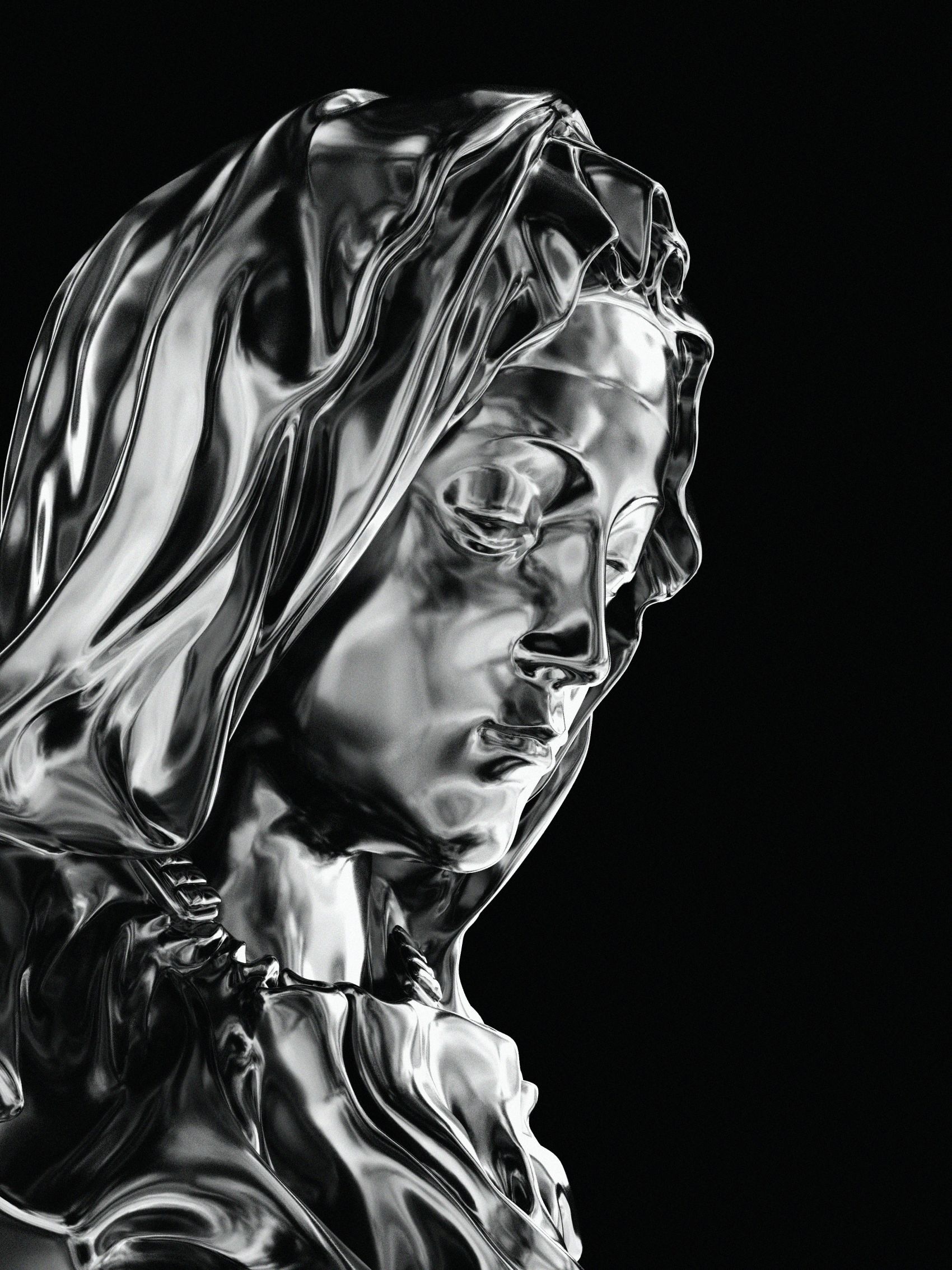 液态液体铝人雕塑图图片