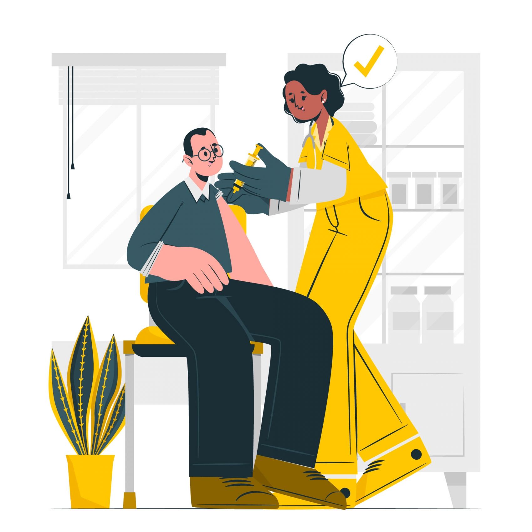 卡通护士给患者打针的素材图片