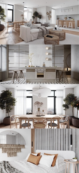 两个100平方米的室内设计，是优雅现代室内设计的缩影