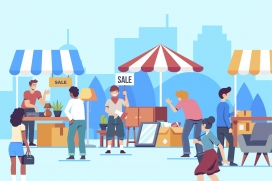 卡通街市摆摊场景素材下载