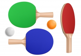 红蓝绿乒乓球拍子素材下载