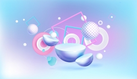 时尚炫彩的立体几何图形