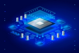 蓝色电路板芯片素材下载