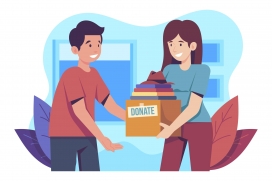 手捧快递礼物的卡通素材