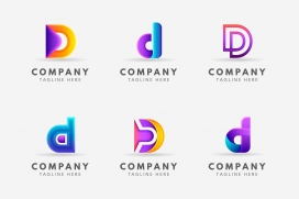 多彩变形字母D标志素材下载