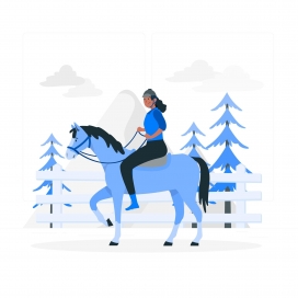 蓝色骑马卡通素材下载