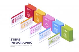 五彩立体数字步骤斜面素材下载