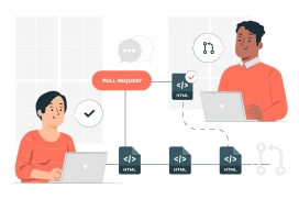 用笔记本电脑敲代码的程序员卡通素材下载