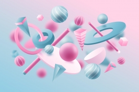 五彩漂浮几何图形素材下载