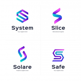 蓝紫渐变字母S标志素材下载