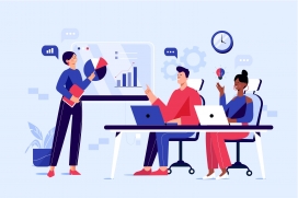 卡通电脑数据分析图表素材下载