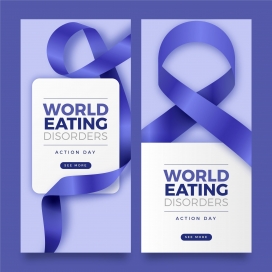 蓝紫色世界饮食失调行动日横幅风格素材下载