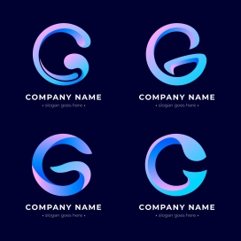 炫酷蓝紫色字母G标志设计