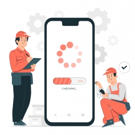 测试手机性能的卡通工程师素材下载