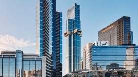 被悬空金色星点缀的南半球住宅摩天大楼