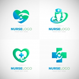 绿蓝色卡通医院医疗机构logo标志素材下载