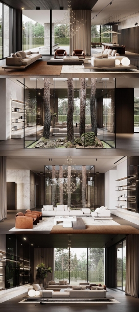 带有个性吊灯和诱人内饰的现代公寓室内设计