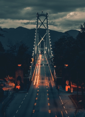 国外大桥夜景车流图片