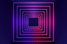 方形霓虹灯过道素材下载