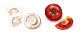 红色西红柿与白色蘑菇素材下载