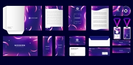 紫蓝色企业UI信封素材下载