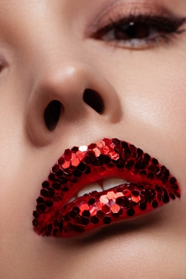 红色亮片美唇