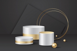 金色圆柱体拱形素材下载