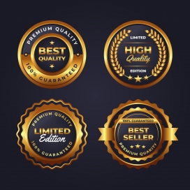 麦穗金箔色勋章奖章素材下载