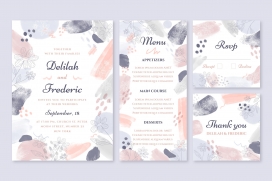 少女风水彩水粉邀请函素材下载