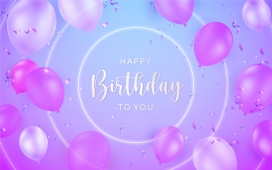 生日快乐-紫色氢气球庆祝素材下载