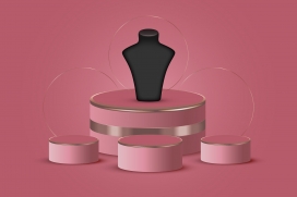 红色立体上半身项链首饰模特素材下载