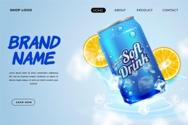 蓝色冰块柠檬味汽水素材下载