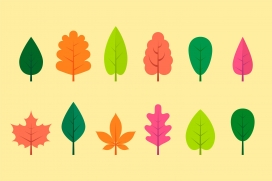 卡通彩色树叶素材下载