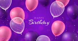 浪漫的紫色生日氢气球素材下载