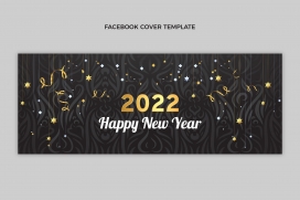 新年快乐-2022金色装饰品横幅广告素材下载