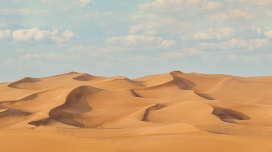 软绵绵起伏的金色沙漠沙丘图